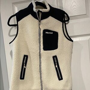 Marmot  Black and Cream Fleece Vest